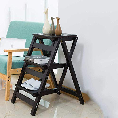 Taburete escalera de madera natural con 3 escalones y 150 kg de carga 4