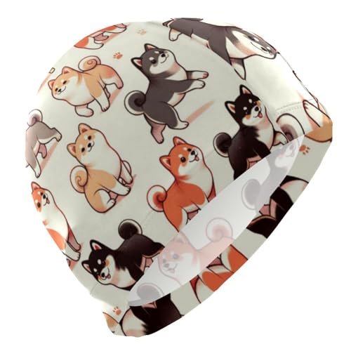 susiyo Cute Shiba Inu Dogs Mens Swim Caps Polyester Swimming Hat for Adult and Youth