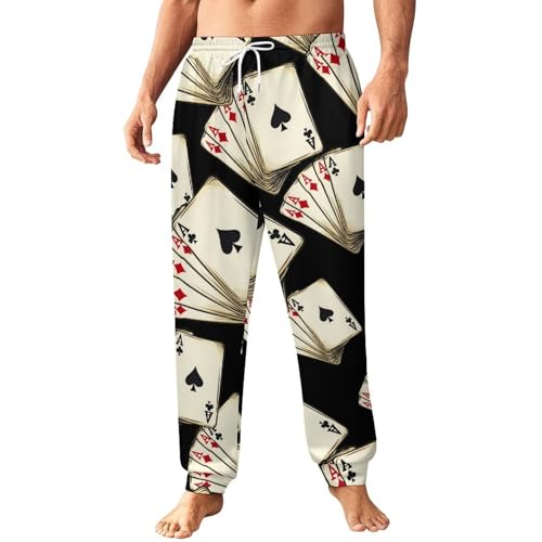 Playing Cards-Aces Men's Sweatpants Athletic Pants Running Jogging Bottom Lounge Pants for Workout Gym