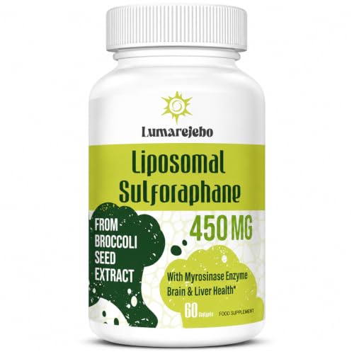 450MG Liposomal Sulforaphane Activated Sulforaphane Supplement from Broccoli Sprouts Seed Extract Plus Myrosinase Cellular Level 60 Count (Pack of 1)
