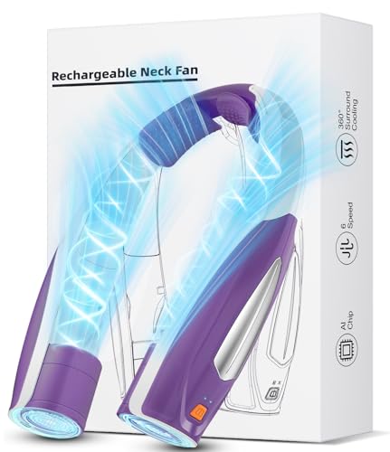 Image of Hionly AI Neck Fan, 6 Speeds Adjustable Portable Personal Fan Rechargeable, 6000 mAh Battery Faster Cooling Wearable, Ultra Quiet for Home, Office, Travel, Outdoor
