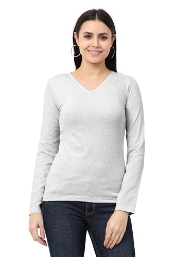 Image of Wafaa Women's Cotton Plain V Neck Full Sleeve T-Shirt
