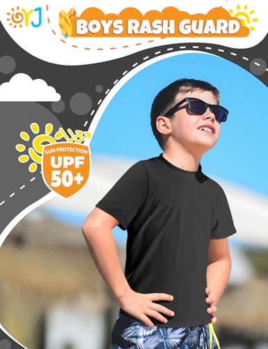 Image of Boys Rash Guard Short Sleeve Swim Shirt UPF+ 50 Rashguard for Toddler Teens Water Sun Shirts Swim Wear Quick Dry