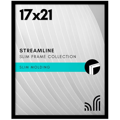 Americanflat 17x21 Picture Frame with Polished Plexiglass - Streamline Collection - Thin Border Picture Frame for Wall Display - Hanging Hardware Included - Black