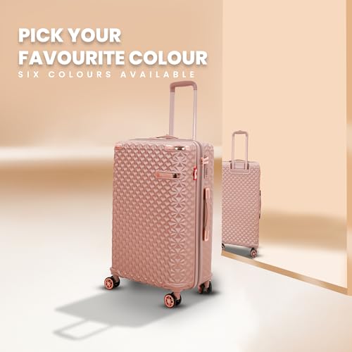 Image of AMERICAN TRAVELLER Goldie ABS Travel Suitcase | Hard Shell Cabin Luggage | Compact Trolley Bag for Travel | Durable Carry-On with Spinner Wheels & Secure Lock(20, Rose Gold)