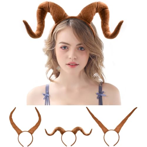 Plush Antelope Ram Horns Headband-Halloween Christmas Festival Theme Party Animal Cosplay Costume Headbands