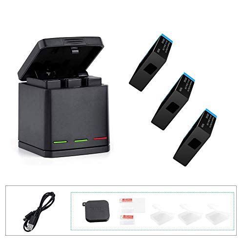 TELESIN 3-Pack Replacement Batteries and Triple Charger for GoPro Hero 8 Hero 7