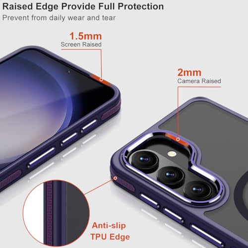 Image of MALEWOLF Case for Samsung Galaxy S26 Plus, Compatible with Magsafe, Translucent Cover [Military Grade Shockproof] [Anti-Slip Edge], Color Hybrid Magnetic Case for Galaxy S26+ (Dark Purple)
