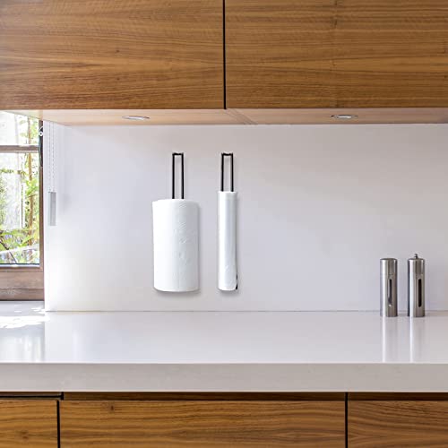 image for QUTREY 2 Pack Paper Towel Holder Under Cabinet, Black Wall Mount Metal