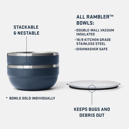 Image of YETI Rambler Bowls, Vacuum Insulated, Stackable and Nestable Stainless Steel Bowl with Lid, 4.5 Quart, Cherry Blossom