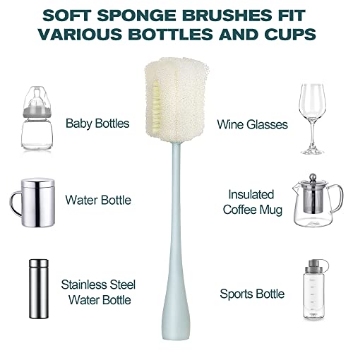 Bedelite Water Baby Bottle Brush Cleaner, Long Handle Sponge Cleaning Brush, Bottle Cleaner Brush With Straw Cleaner For Washing Baby Bottles, Glasswares, Narrow Cup, Blue, 1 Pack #TOP3