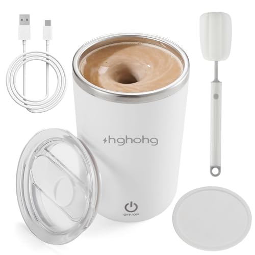 HGHOHG Self Stirring Coffee Mug, 2025 New Automatic Magnetic Stirring Cup, 12Oz, Rechargeable Electric Mixing Cup for Coffee, Milk, Tea,Portable For Travel, Office,School, Gym And Gift (White)