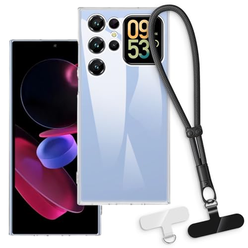 OAGELIM 2-in-1�ی�P�[�X�ƃ��X�g�X�g���b�v Oukitel C62 Pro �Ƃ̌݊������� ���O���\�ȃ��j���[�h�t���d�b�J�o�[�A����~�ߕ����h�~�O���b�v�n���h�� (�N���A + �u���b�N)