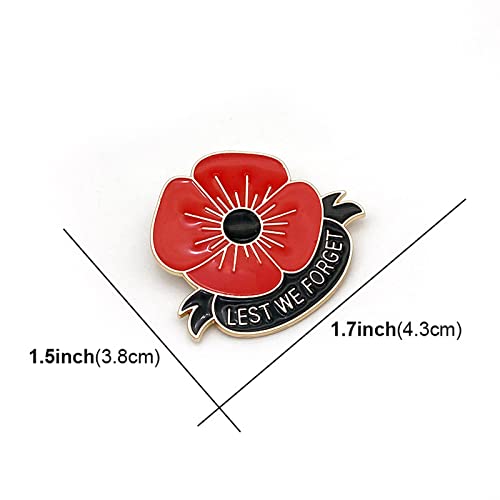 Image of Red Poppy Brooches for Women Lest We Forget Poppy Flowers Brooches Pins Memorial Remember Poppy Lapel Pin Remembrance Day Badge Pins Memorial Day Gifts Veteran's Day Remembrance Day Jewellery