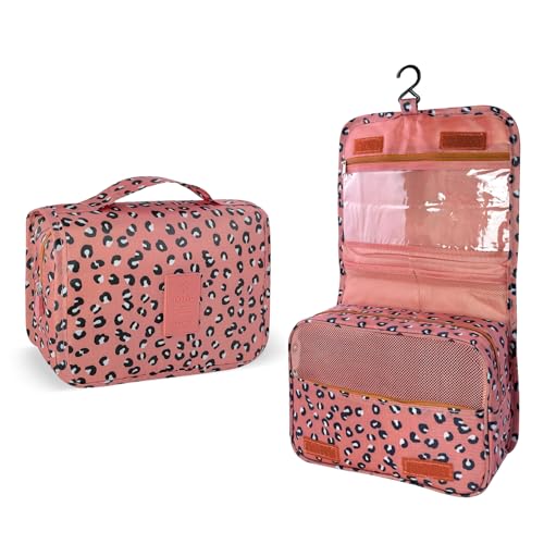 Image of Lcsmaokin Large Capacity Toiletry Bag Travel Bag with Hanging Hook for Men and Women Waterproof Travel Cosmetic Bag Bathroom Storage Bag for Brushes Set, Full-Sized Shampoo, Toiletries, Accessories,