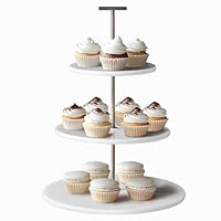 Alzata Per Torte A 2 Livelli In Marmo E Metallo – Porta Cupcake Rettangolare 39x26x18 Cm