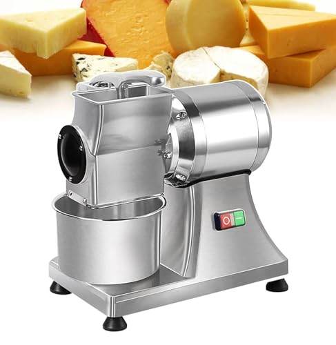 Rallador de queso eléctrico comercial, 88 libras/hora de alta capacidad, trituradora giratoria de acero inoxidable para queso, mantequilla, pan, potente motor de 0.75 HP/550 W