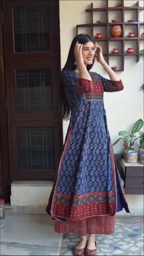 Image of ANNI Designer Women's Viscose Blend Straight Printed Kurta with Palazzo | Ethnic Indian Kurta Set | 3 /4 Sleeve Round Neck Traditional Dress | Festive Office Casual Outfit for Women