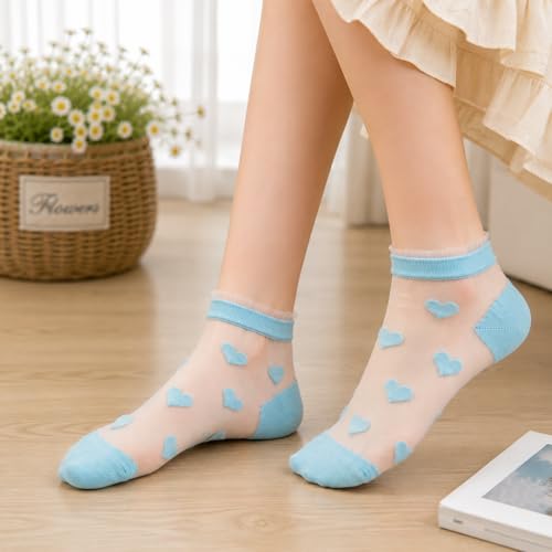 Image of Benefeet Sox Sheer Socks for Women Girls Mesh Ankle Socks Transparent Mesh Lace Sock Cute Thin Nylon See Through Sock