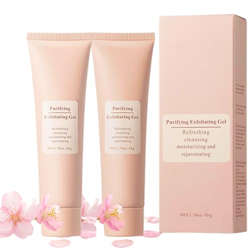 Purifying Exfoliating Gel, 2PCS Gentle Exfoliating Face Scrub, Peeling Gel Cleanser, Moisturizing Face Wash, Soft Dead Skin, Soothe Purify Facial Skin Care(2 * 1.76oz.)
