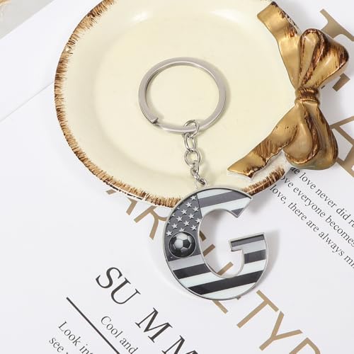 Bag Charms Initial A-Z Letter Keychain Bag Charm Soccer Keychain for Handbags Sports Bag