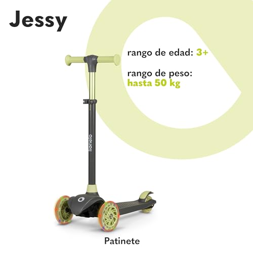 LIONELO Jessy Scooter de Equilibrio para niños de 3 años hasta 50 kg, Scooter de 3 Ruedas Ligero con Ajuste de Altura, Ruedas LED, Plataforma Antideslizante (Green) - imagen 2