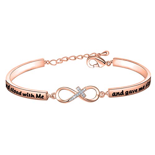 Image of CENWA Christian Jewelry Bible Verse Bracelet But The Lord Stood with Me and Gave Me Strength Zircon Bracelet 2 Timothy 4:17