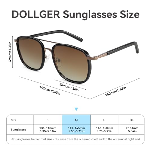 Dollger Polarized Trendy Sunglasses for Men Women Square Aviator UV Protection Lightweight Oversized Metal Sun Glassses 6
