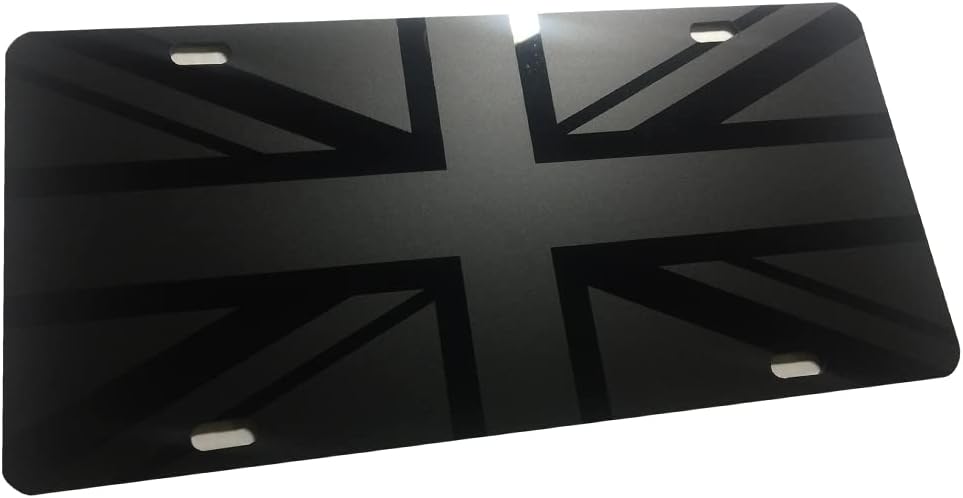 Matte Blk Great Britain Flag Union Jack Heavy Duty Aluminum License Plate