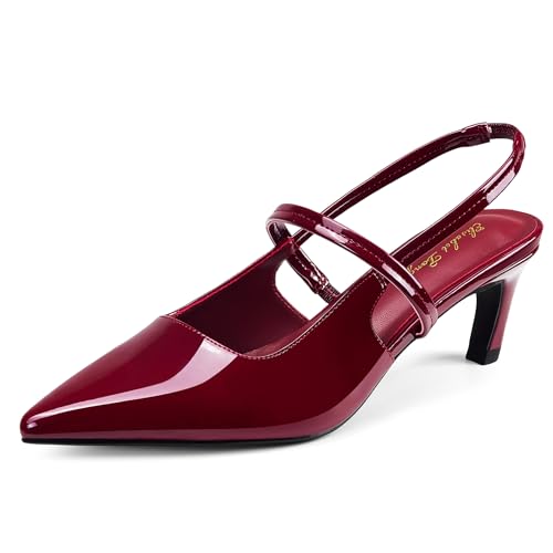 Elisabet Tang Women's Pointed Toe Slingback Kitten Heel Pump Closed Toe Dress Shoes Adjustable Strap Party Pumps Sexy Shoes