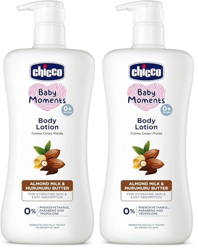 Image of Chicco Baby Moments Body Lotion 500ml | Almond Milk & Murumuru Butter | Quick Absorb Formula with Natural Ingredients for Ultra Soft Skin | Dermatologically Tested | Parabens & Phenoxyethanol Free