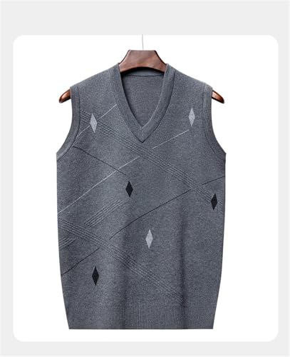 Mnjyihy Men's Thickened Wool Sweater Vests Fall Winter Sleeveless V-Neck Slim Printed Knitted Pullover Vest3