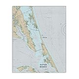 Stupell Industries 'Outer Banks North Carolina Cartography Nautical Map ', Canvas Art, 30 x 40 Inches, Easy to Hang and Sturdy, Made in USA, by Lil' Rue