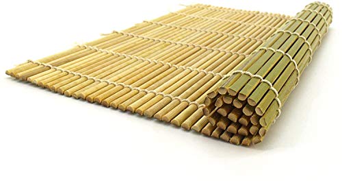 Bamboomn Sushi Making Kit With Serving Set - 2 Sushi Rolling Mats Makisu, Rice Paddle, Spreader, Black Serving Tray, Sauce Dish, And Chopsticks #TOP4