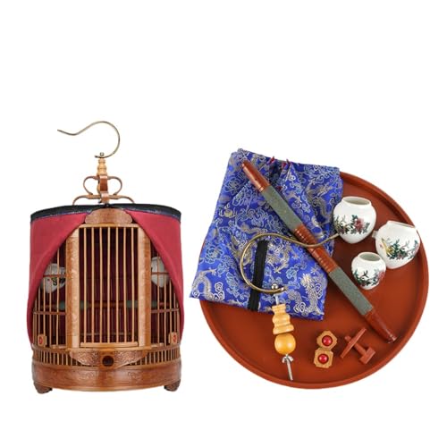 鳥かご ローリングスタンド、竹の鳥の飛行ケージ、スターリングなどの鳥ケージ 鳥籠 (デラックス版,36cm)