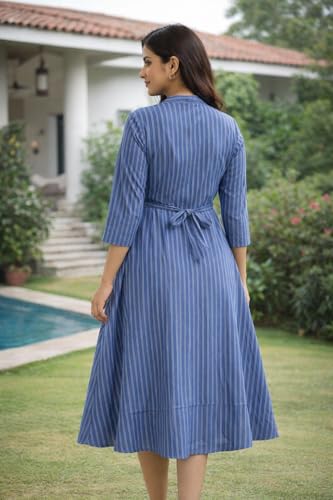 Image of CAMEY Women Striped Cotton Dress