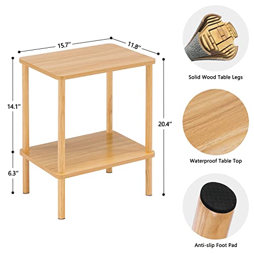 Apicizon End Table Set of 2, Side Table with Solid Wood Legs, Natural by Apicizon - Used condition - Image 4