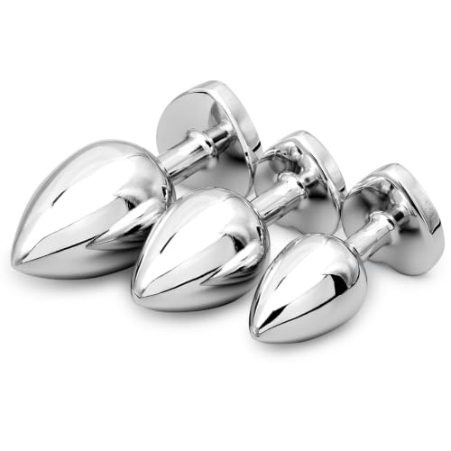3 Piece Metal Butt Plug Training Set Silver Purple Anal Toys - Image 2