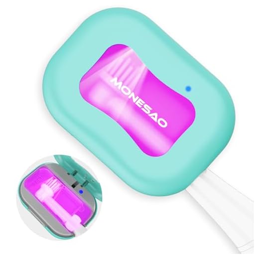 MONESAO Toothbrush Sanitizer Case, Toothbrush Covers with Holder, Rechargeable Travel Home Toothbrush And Holder, Cleaner Case for All Electric And Manual Toothbrushes (Blue)