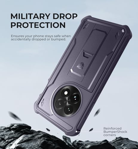 Image of Dexnor for OnePlus 13 Case, [2 Front Frame] [Built-in Screen Protector & Kickstand] [Work with Fingerprint ID] Heavy Duty Protection Shockproof Case for OnePlus 13 5G (2025), Phantom Purple
