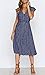MITILLY Women's Boho Polka Dot Flutter Short Sleeve V Neck Button Down Swing Midi Dress with Pockets Medium Dark Blue