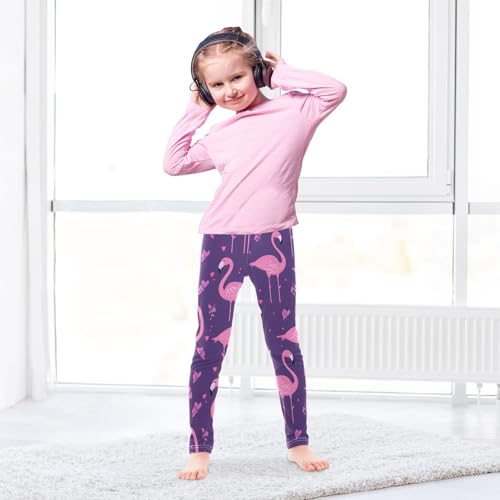 Cute Flamingos Girls Leggings Soft Stretch Workout Yoga Dance Pants for Kids Casual Tights4