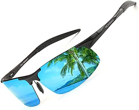 MOORAY Mens Polarized Sports Sunglasses UV Protection Sunglasses for Men Cycling Driving Fishing(Blue,Black)