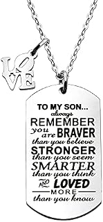 PAVITYAKSH to My Son Necklace Inspirational Gifts for Son from Mum Dad Charm Dog Tag Stainless Steel Necklace Jewellery for Men
