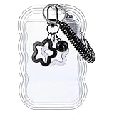 Kpop Photocard Holder Keychain, Acryl Kpop Photocard Holder Mit Schlüsselanhänger, Fotokartenhalter mit Sternanhänger für Ausweis, Idol Photo Display und Buskarte (Schwarz)