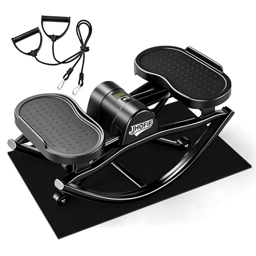 Image of U-Rock Mini Stepper with Upgraded Anti-Slip Mat, Resistance Bands & 3D Swing Motion - Quiet Compact Stair Stepper with Digital Monitor, Full-Body Workout Fitness Equipment for Home & Office