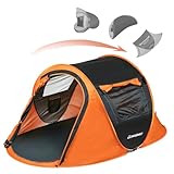 EchoSmile Instant Pop Up Camping Tent, 2 Person Easy Setup Tent, Water Resistant Dome, Portable with Carry Bag,Black & Orange