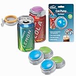 Jokari 2 Click Fizz Keeper Pump and Pour for Standard Size 12oz Cans of Carbonated Beverages. Keep Soda, Seltzer, Beer and More Bubbly and Fizzy, Prevent Spills. Press on Can Cover to Preserve Pop (4)
