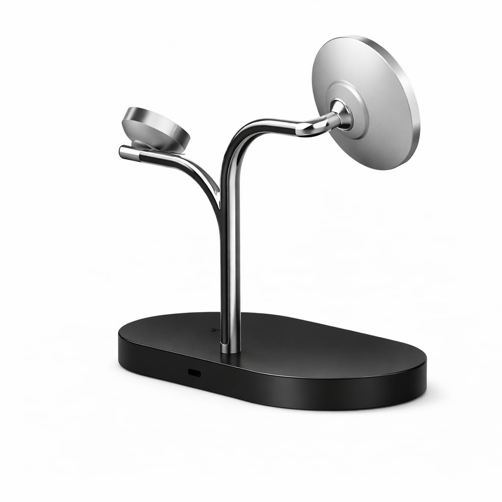 Caricabatterie a induzione Samsung S25, magnetico 15 W, ricarica simultanea: smartphone, watch, buds (caricatore totale 45 W). Stazione di ricarica 3 in 1, allineamento magnetico stabile, design