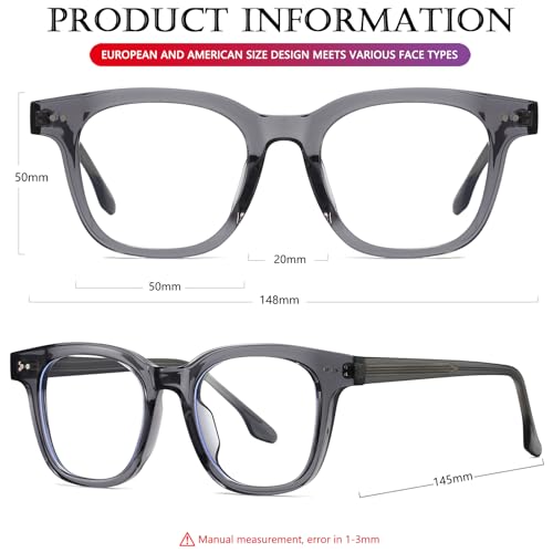 Image of AIEYEZO Fashion Blue Light Glasses for Women Men Retro Anti-Blue Light Eyeglasses TR90 Square Frame Computer Glasses